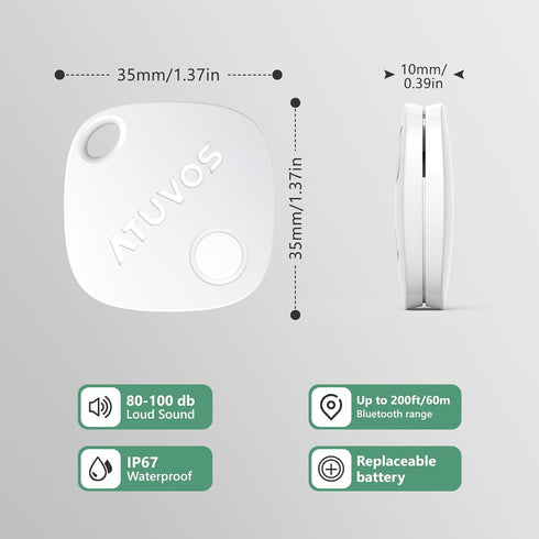 ATUVOS Smart Bluetooth Air Tracker 1 Pack, Keys Finder Works with Apple Find My (iOS only), Item Locator for Keys, Wallets, Bags, Luggage, Suitcas...