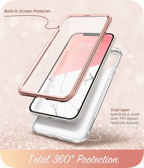 i-Blason Cosmo Series Designed for iPhone 12 Mini Case (2020), Slim Full-Body Stylish Protective Case with Built-in Screen Protector, Marble...