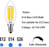 E14 LED Bulb Dimmable 60W Equivalent 2700K Warm White, E14 Light Bulbs European Base 6W 600Lumens AC120V, E14 Edison Bulb for Turkish Lamp Light B...