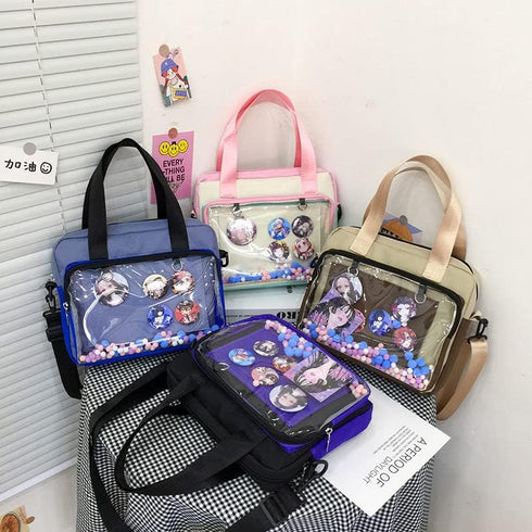Hipi-shop Ita bag Color matching Transparent shoulder bag crossbody bag for Anime Lolita Bag Display Anime badges handbag...