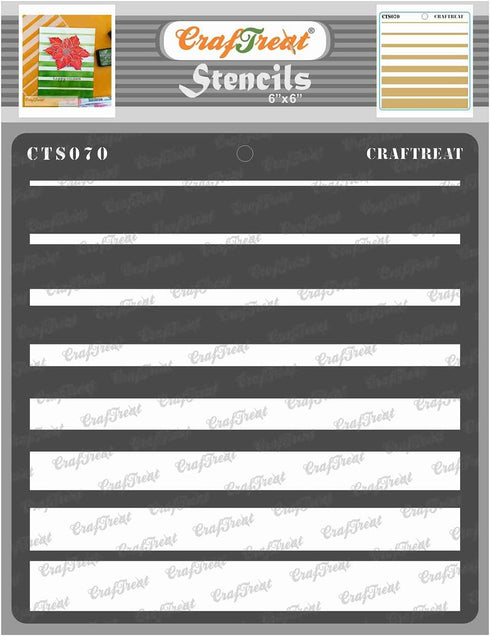 CrafTreat Geometric Stencils for Painting on Wood, Wall, Tile, Canvas, Paper, Fabric and Floor - Graduated Stripes Stencil - 6x6 Inches - Reusable...
