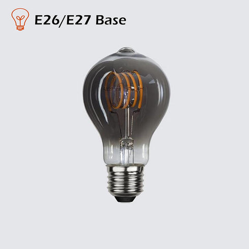 A19 Vintage Edison Filament Light Bulb, Warm White Antique Flexible Spiral LED Filament Light Bulb, E26 Base Smoky Grey Glass Finishing, Dimmable ...