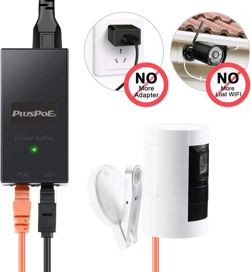 PLUSPOE 24volt Passive Gigabit PoE Injector Adapter for Ubiquiti and Mikroik Devices, Fit for Ubiquiti POE-24W-G (Not for 802.3af/at)...