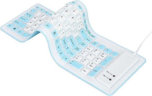 EBTOOLS Foldable Silicone Keyboard, 103 Keys Silent USB Wired Silicon Foldable Roll up Keyboard, Waterproof Mute Fadeless Rollable Keyboard for PC...