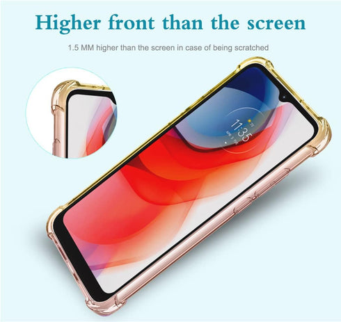 for Moto G Play 2021/Motorola G Play 2021 Case with Tempered Glass Screen Protector, Clear Gradient Slim TPU Back Phone Protective Cover for Motor...