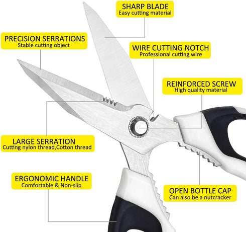 Utility Scissors Heavy Duty, Heavy duty Shears Stainless Steel Blades with Protective Case, Multipurpose Scissors for Cutting Cardboard, Fabric, C...