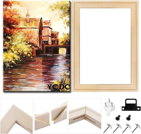 YCDC Solid Wood Canvas Frame, Premium Pine Wood Strips Bar Set, for Oil Paintings Poster Prints, DIY Arts Accessory Materials Supply, 16x20 Inch...