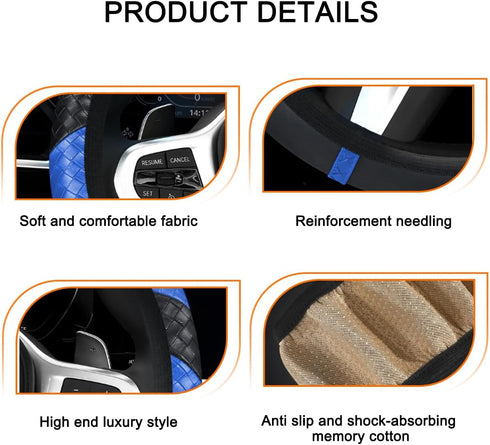 AUCELI Car Steering Wheel Cover, Leather Vehicle Steering Wheel Protector for Men Women, Anti-Slip Comfortable Grip, Breathable Automotive Accesso...