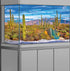 Reptile Habitat Background Rock Blue Sky Oasis Cactus Desert Terrarium Background with 10 Eva Double Sided Tape 36X18IN with 8 EVA Double-Sided Ta...