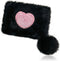 Credit Card Wallet, Soft Plush Women's Wallets Credit Card Holder, Heart-Shaped Embroidery Coin Purse Credit Card Wallet with Fur Ball Zipper for ...