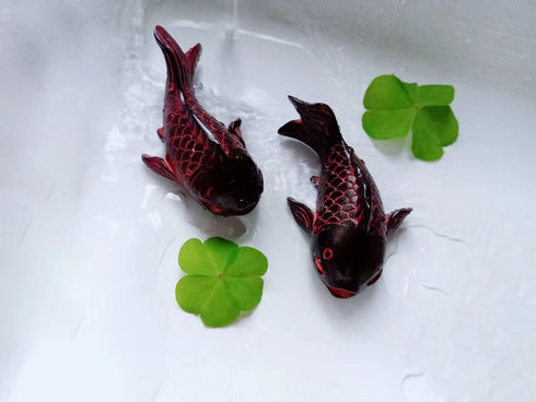 2PACK Koi Sculptures Mini Fish Decor Statues Figurines for Garden Bonsai Fish Tank Deco Micro Landscape Small Carp Home Shelf Ornaments...