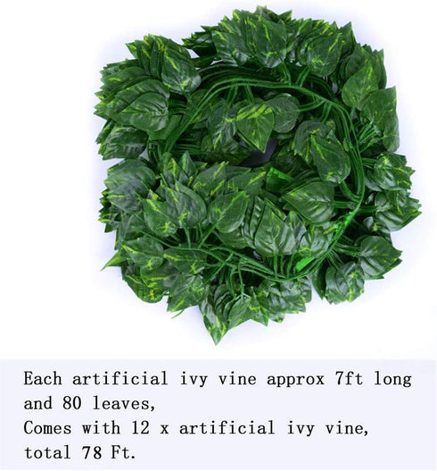 Kalolary Scindapsus Artificial Ivy Garland 84 Feet 12 Strands Leaves Vine Green Plants Garland Hanging Fake Plants Canvas Background Wedding Arch ...