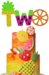 Twotti Frutti Cake Topper Summer Fruit 2nd Birthday Cake Decor Pineapple/Watermelon/Orange/Lemon/Strawberry/Cherry/Banana Fruit Themed Second Birt...