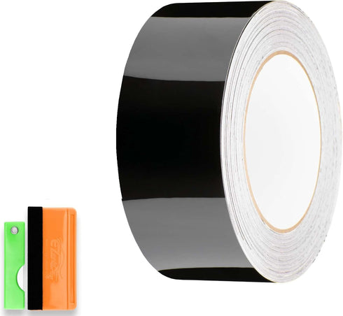 2 in x 25 FT Gloss Black Vinyl Wrap Kit Sticker Decal for Black Out Chrome Remove Window Trim Door Trim Self-Adhesive Air Release Waterproof and S...