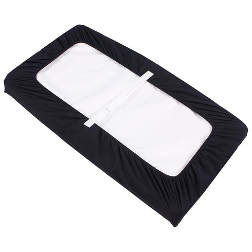Black Diaper Changing Pad Cover with Strap Holes Set of 3, Snug Fit 4-sided Contoured Changing Table Pad 16x31 16x32, Fitted Change Pad Sheet for ...