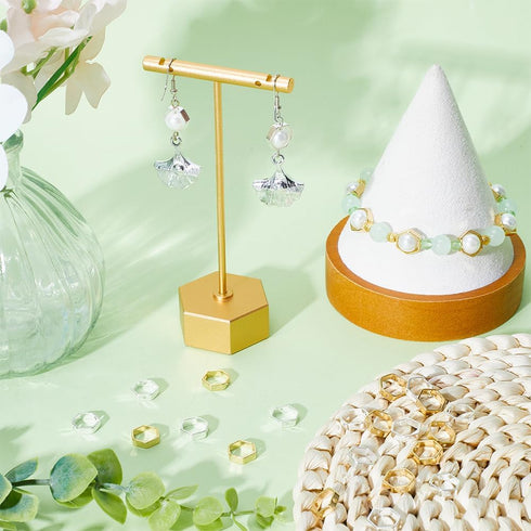 SUNNYCLUE 1 Box 60Pcs Hollow Bead Frame Real 24k Gold Plated Beading Frame 925 Sterling Silver Plated Hexagon Spacer Bead Frames Findings for Jewe...