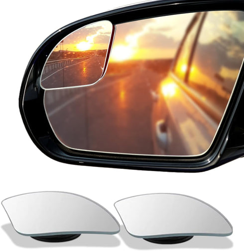 2PCS Fan Shaped Car Blind Spot Mirrors, HD Glass Frameless Convex Wide Angle Mirror, Adjustable Car Auxiliary Universal Rear View Mirror Exterior ...