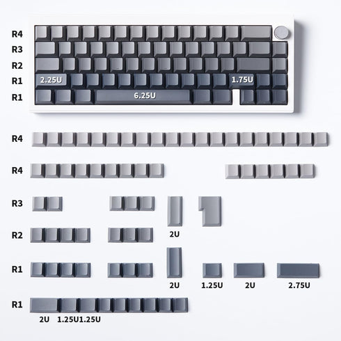 Grey Gradient Keycaps, Pbt Doubleshot Cherry Profile Keycaps, Side Printed Keycaps, Backlit Shine Through Keycaps,136 Keys Keycap Set for Mechanic...