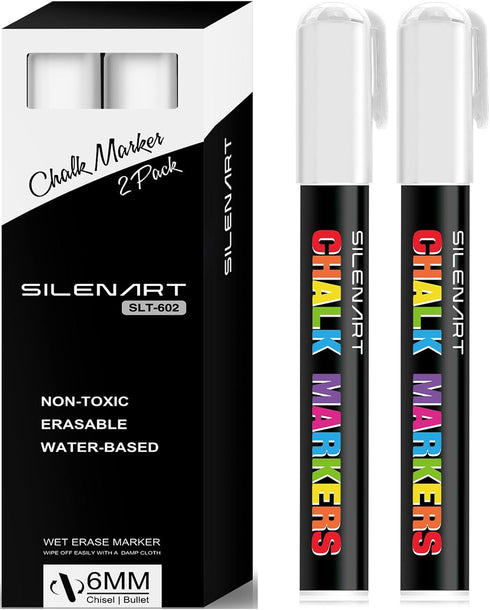 White Liquid Chalk Markers - Chalk Markers White - White Dry Erase Markers Pen - for Chalkboard Signs, Windows, Blackboard, Glass - 3-6mm Chisel T...