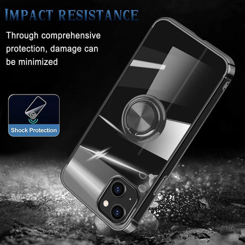 Compatible with iPhone 13 Case 6.1 inch with Ring Holder Kickstand Clear Soft Silicone Flexible Shockproof TPU Cover Transparent Protective Phone ...