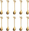 Stainless Steel Gold Leaf Coffee Spoons Creative Tableware Dessert Spoons Gold Serving Spoons Small Spoons for Condiments Mixing Sugar Stir Ice Cr...