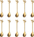 Stainless Steel Gold Leaf Coffee Spoons Creative Tableware Dessert Spoons Gold Serving Spoons Small Spoons for Condiments Mixing Sugar Stir Ice Cr...