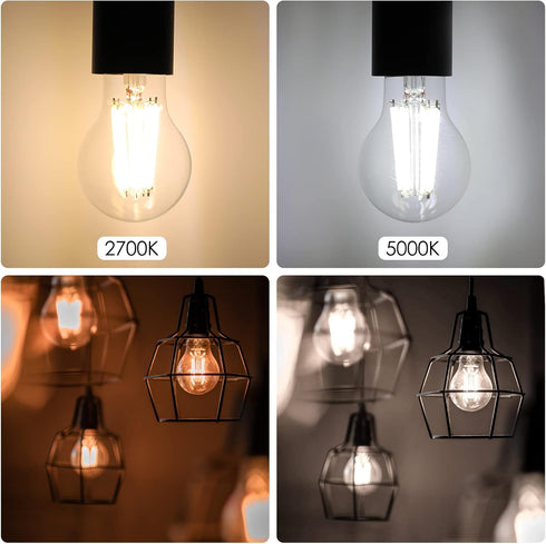 Energetic Dimmable A19 LED Edison Light Bulb, 12W Equivalent 100W, 1600LM High Brightness, 5000K Daylight, Clear Antique LED Filament Bulb for Hom...