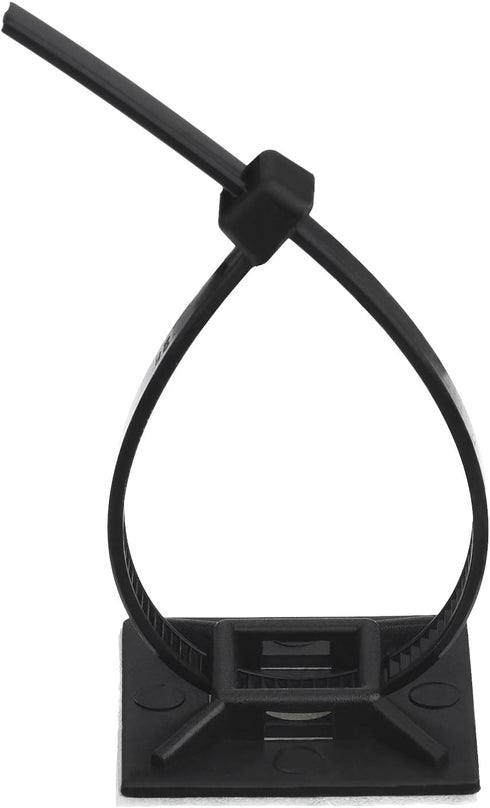 100 Pack Black Zip Tie Adhesive Mounts Self Adhesive Cable Base Holders with Black Multi-Purpose Cable Tie (Length 200 mm, Width 2.8 cm)...