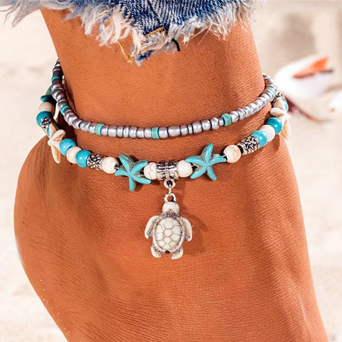 208Pcs Ocean Theme Turquoise Beads Summer Beach Beads Starfish Mermaid Turtle Charms Beads Alloy Sea Pendants Loose Spacer Beads Turquoise Jewelry...