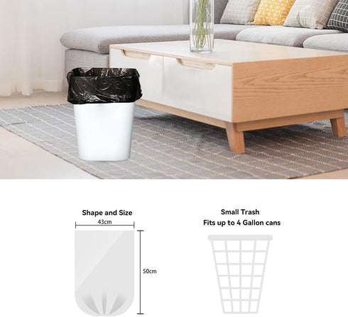 4 Gallon Trash Bag, Pack of 100, Multipurpose Small Garbage Bags for Home, Office, Yard - 0.84Mil Thickness, 43x50cm,3.37g/pcs, Unscented, Black...