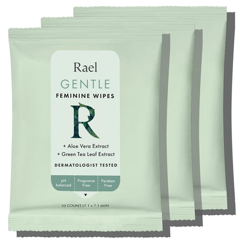 Rael Feminine Wipes, Flushable Wipes pH Balanced - Travel Size, All Skin Types, Paraben Free, Daily Use (10 Count, Pack of 3)...