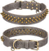 Spiked Dog Collar, Mushrooms Rivet Studded Adjustable Pu Leather Pet Collars for Cats Puppy Dogs (M, Gray)...