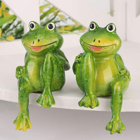 2PCS Frogs Statue Outdoor, 3 Inch Resin Garden Frogs Statue Outdoor Cute Frog Sculpture Frog Lawn Ornament for Pathway Yard Lawn Patio Decorations...