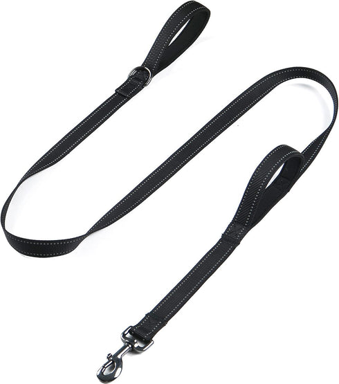 Heavy Duty Dog Leash for Medium to Large Dogs with Two Padded Handles 5FT, Double Handle Dog Leash (Black, 5 FT x 1" Wide)...