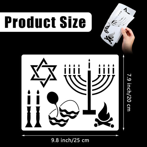 12 Pieces Hebrew Stencil Jewish Stencil Hebrew Plastic Stencil Hebrew Alphabet Letters Stencil Jewish Holidays Pictures Stencil 9.8 x 7.9 Inch Jew...
