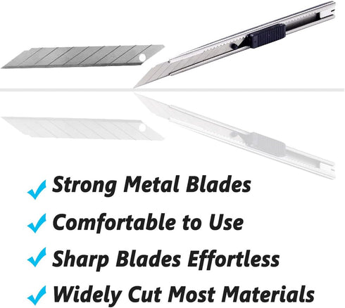 9mm Snap Off Utility Knife 3 Pack High Hardness Retractable Box Cutters with 30 Pcs Snap Off Blades,Art Craft Hobby Cutter 9mm Knife for Home Offi...
