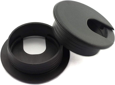 HJ Garden 2pcs 2 inch Desk Wire Cord Cable Grommets Hole Cover for Office PC Desk Cable Cord Organizer Plastic Cover Black...