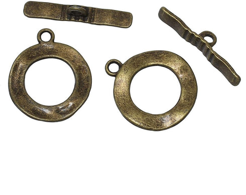 28 Sets Bronze Tone Antiqued Round Hammered Bracelet Toggle Clasps - Findings, DIY Crafts, Jewelry Making...