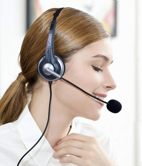 Callez Wired Telephone Headset Mono, Call Center RJ9 Phone Headset with Noise Canceling Mic Compatible with ShoreTel 480 Plantronics T10 Polycom Z...