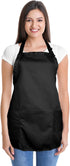 DALIX Apron Commercial Restaurant Home Bib Spun Poly Cotton Kitchen Aprons (2 Pockets) in Black...