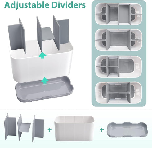 Boperzi Toothbrush and Toothpaste Holder Drainage for Bathroom Countertop with Adjustable Dividers, Large Toothpaste Caddy Organizer Storage Rusti...