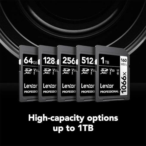 Lexar 128GB Professional 1066x SD Card, UHS-I, C10, U3, V30, Full HD, 4K, Up To 160MB/s Read SDXC Memory Card, for DSLR & Mirrorless Cameras (LSD1...