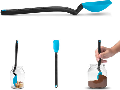 Dreamfarm Mini Supoon Non-Stick Sit-Up Silicone Scraping Cooking Spoon, Jar Scraper Measures 5ml Tsp - 8" Dreamfarm Blue...