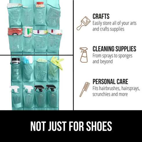 Gorilla Grip Slip Resistant Breathable Space Saving Mesh Large 24 Pocket Shoe Organizer, Up to 40 Pounds, Over the Door, Sturdy Closet Storage Rac...