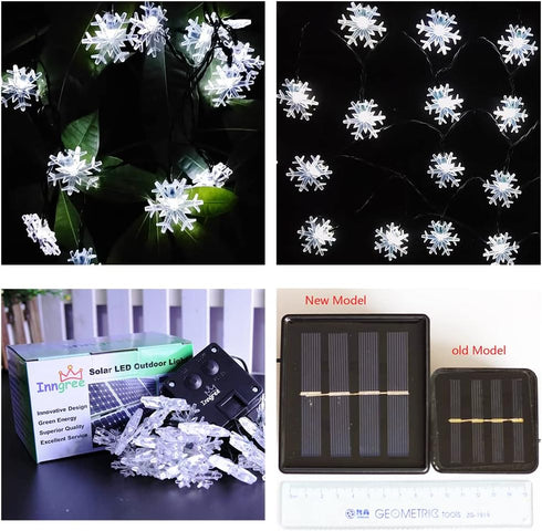Solar Christmas String Lights Outdoor Waterproof 30 LED 20Feet Solar Snowflake Christmas Fairy Lights Decorations with 8 Lighting Modes for Garden...