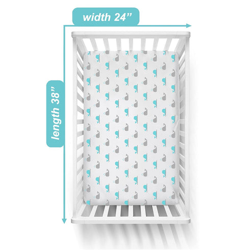 American Baby Company 100% Natural Cotton Fitted Mini Crib Sheet 38" x 24" - Soft & Breathable Small Nesting Portable Crib Sheet, Fits Pack N Play...