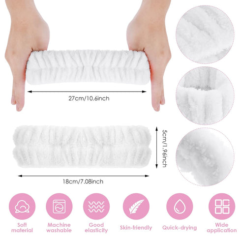 Spa Facial Headband, Makeup Headbands Terry Cloth Hair Band for Washing Face Yoga Sports Shower Skincare Elastic Head Band Wrap for Girls and Wome...