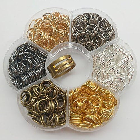Chenkou Craft 1 Box 6 Colors 1200pcs Open Jump Ring & Ring Jewelry Keychain Making with 1 pc Jump Ring Open/Close Tool and 1 pc Clear Box (8mm)...