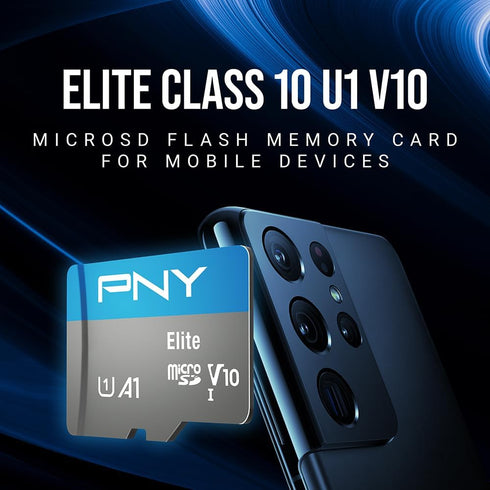 PNY 64GB Elite Mobile Accessories Class 10 U1 V10, A1 microSDXC Flash Memory Card for Mobile Devices - 100MB/s, Full HD, UHS-I, micro SD 3-Pack...