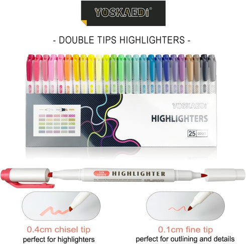 25 Pack Pastel Highlighter Set, Dual Tip Highlighter Markers Pens, No Bleed Bible Highlighter Pastel For Journal Planner Office School Supplies...